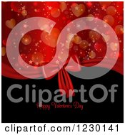 Poster, Art Print Of Happy Valentines Day Greeting With Heart And Star Bokeh And A Gift Bow
