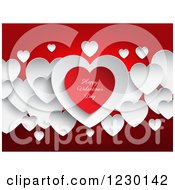 Clipart Of A Happy Valentines Day Greeting On Red And White Hearts Royalty Free Vector Illustration