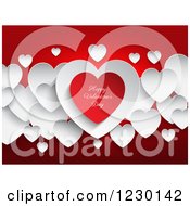 Poster, Art Print Of Happy Valentines Day Greeting On Red And White Hearts