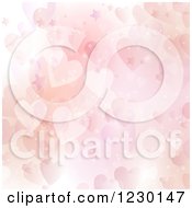 Clipart Of A Pink Sparkly Valentine Star And Heart Background Royalty Free Vector Illustration