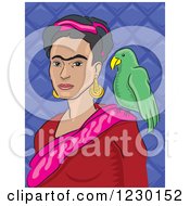 Poster, Art Print Of Portrait Of Frida Kahlo With A Parrot