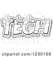 Poster, Art Print Of Black And White Robot Letters Forming The Word Tech
