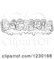 Clipart Of Black And White Slimy Monsters Forming The Word BACTERIA Royalty Free Vector Illustration