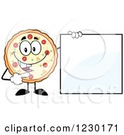 Poster, Art Print Of Pizza Pie Mascot Standing With A Sign