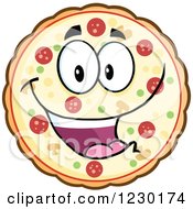 Clipart Of A Happy Pizza Pie Mascot Royalty Free Vector Illustration