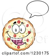 Clipart Of A Talking Pizza Pie Mascot Royalty Free Vector Illustration
