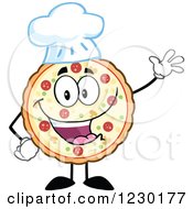 Clipart Of A Pizza Pie Mascot Waving Royalty Free Vector Illustration