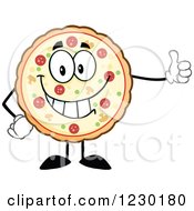 Clipart Of A Pizza Pie Mascot Holding A Thumb Up Royalty Free Vector Illustration