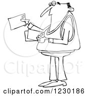 Poster, Art Print Of Black And White Man Looking At Letter Mail Envelopes