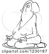 Clipart Of A Black And White Woman Meditating In The Lotus Pose Royalty Free Vector Illustration