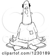 Clipart Of A Black And White Man Meditating In The Lotus Pose Royalty Free Vector Illustration
