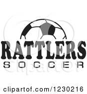 Clipart Of A Black And White Ball And RATTLERS SOCCER Team Text Royalty Free Vector Illustration