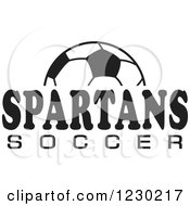 Clipart Of A Black And White Ball And SPARTANS SOCCER Team Text Royalty Free Vector Illustration