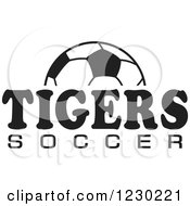 Clipart Of A Black And White Ball And TIGERS SOCCER Team Text Royalty Free Vector Illustration