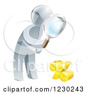 3d Silver Man Peering Through A Magnifying Glass At A Percent Symbol