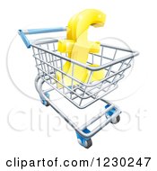 3d Golden Lira Pound Symbol In A Shopping Cart