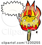 Clipart Of A Talking Flaming Caramel Apple Royalty Free Vector Illustration by lineartestpilot