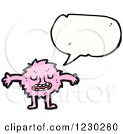 Clipart Of A Talking Pink Monster Royalty Free Vector Illustration