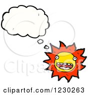 Clipart Of A Thinking Sun Royalty Free Vector Illustration by lineartestpilot