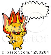 Clipart Of A Talking Flaming Cat Royalty Free Vector Illustration