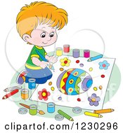 Poster, Art Print Of White Boy Painting A Picture Of An Easter Egg