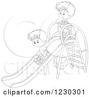 Poster, Art Print Of Black And White Boys Playing On A Slide