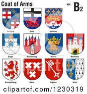 Clipart Of Coats Of Arms 4 Royalty Free Vector Illustration