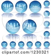 Round Blue Website Icons With Words And Reflections