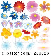 Clipart Of Colorful Flower Heads Royalty Free Vector Illustration