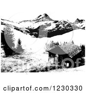 Poster, Art Print Of Black And White Cabin In The Mountains