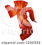 Clipart Of A Red Christmas Bow With Berries Royalty Free Vector Illustration