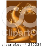 Clipart Of A Brown And Gold Merry Christmas Background With Baubles Royalty Free Vector Illustration