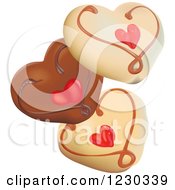 Clipart Of White And Milk Chocolate Candy Hearts Royalty Free Vector Illustration