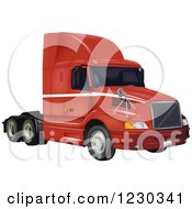 Poster, Art Print Of Red Volvo 3610 Big Rig Truck