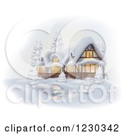 Clipart Of A German Cottage In The Snow Royalty Free Vector Illustration by dero