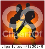 Poster, Art Print Of Silhouetted Latin Dance Couple Over Orange