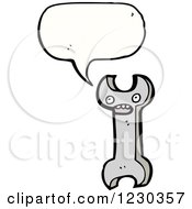Clipart Of A Talking Wrench Royalty Free Vector Illustration by lineartestpilot