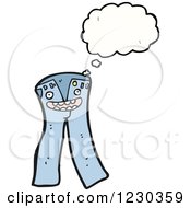 Clipart Of A Thinking Pair Of Jeans Royalty Free Vector Illustration