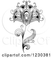 Clipart Of A Black And White Henna Flower 9 Royalty Free Vector Illustration