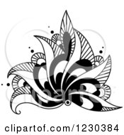 Clipart Of A Black And White Henna Lotus Flower 2 Royalty Free Vector Illustration