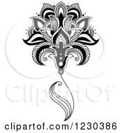 Clipart Of A Black And White Henna Flower 11 Royalty Free Vector Illustration
