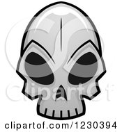 Clipart Of A Grayscale Monster Skull 17 Royalty Free Vector Illustration