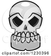 Clipart Of A Grayscale Monster Skull 13 Royalty Free Vector Illustration