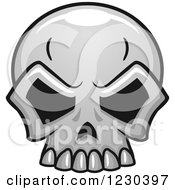Clipart Of A Grayscale Monster Skull 14 Royalty Free Vector Illustration