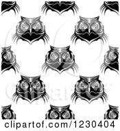 Clipart Of A Seamless Pattern Background Of Owls In Black And White 5 Royalty Free Vector Illustration