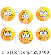 Poster, Art Print Of Round Yellow Smiley Face Emoticons In Different Moods