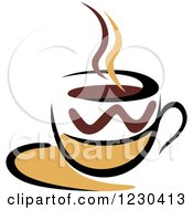 Poster, Art Print Of Tan And Brown Hot Steamy Coffee Cup 5