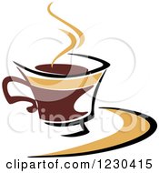 Poster, Art Print Of Tan And Brown Hot Steamy Coffee Cup 4