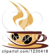 Poster, Art Print Of Tan And Brown Hot Steamy Coffee Cup 6