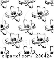 Clipart Of A Black And White Seamless Atom And Molecule Pattern 3 Royalty Free Vector Illustration